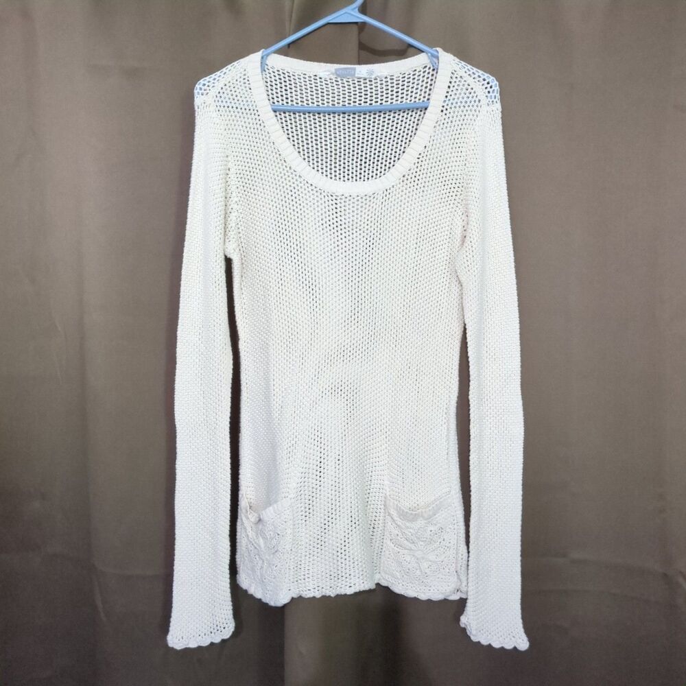 Athleta Crochet Tunic Sweater Women’s XL Ivory Beach Cover Up